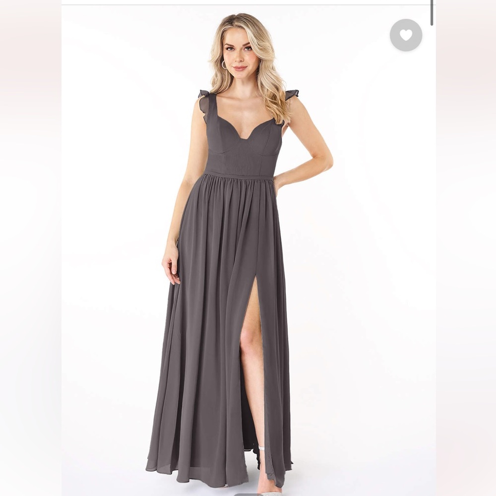 Azazie bridesmaid dress in steel grey - custom sizing approx size 6